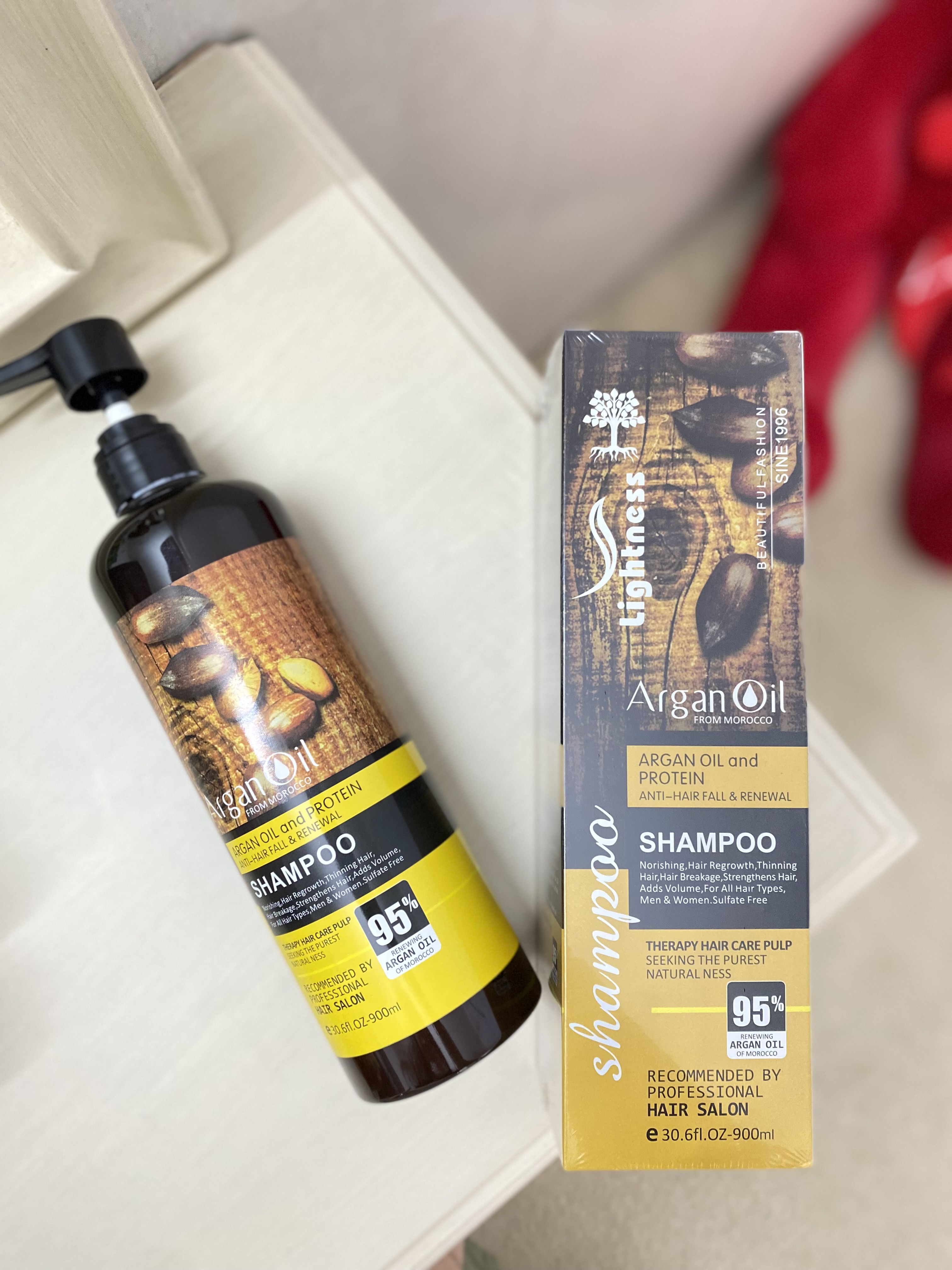 شامپو مو آرگان لایتنس Lightness Argan Oil حجم بالا مناسب موهای آسیب‌دیده، رنگ شده و کراتینه - بدون سولفات و حاوی روغن آرگان حجم یک کیلو